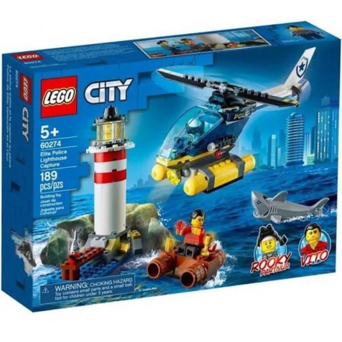 Jouet de construction - LEGO - La Capture au Phare - Phare - Hélicoptère de police - Radeau