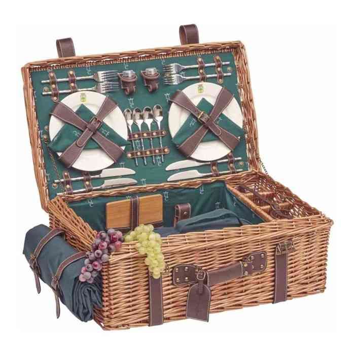 Panier garni de 4 personnes couverture pique-pique-Valise Camping Couverts complet