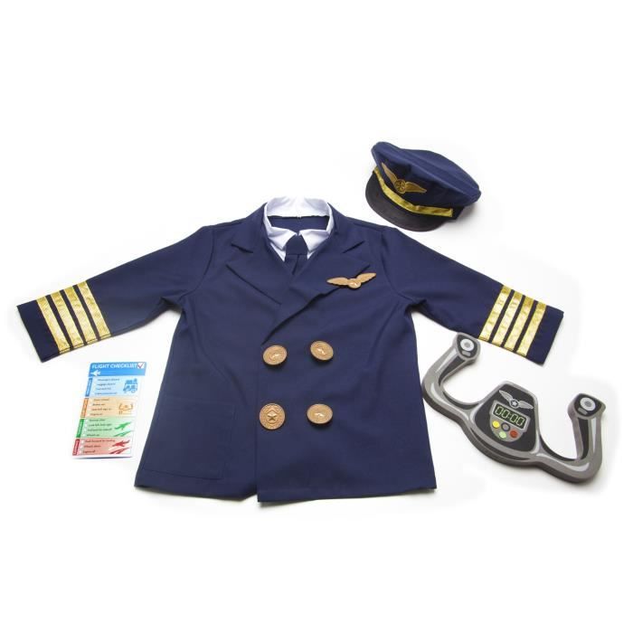 Costume de Pilote MELISSA DOUG Levier de commande Veste avec plastron Bleu Cdiscount Jeux Jouets