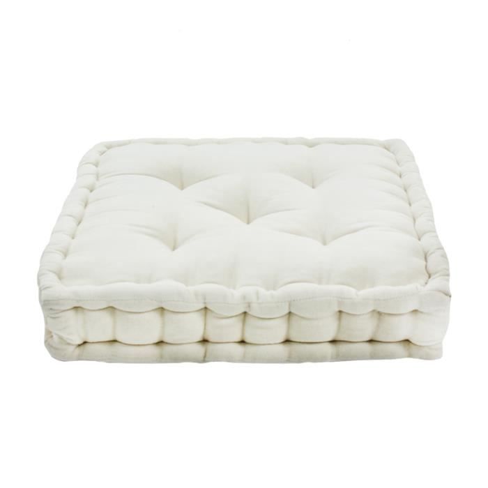 Pouf tapissier ARTHUR Ecru Velours de coton (40...