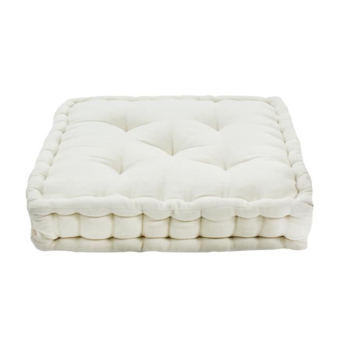 pouf tapissier - the deco factory - arthur - velours de coton - ecru