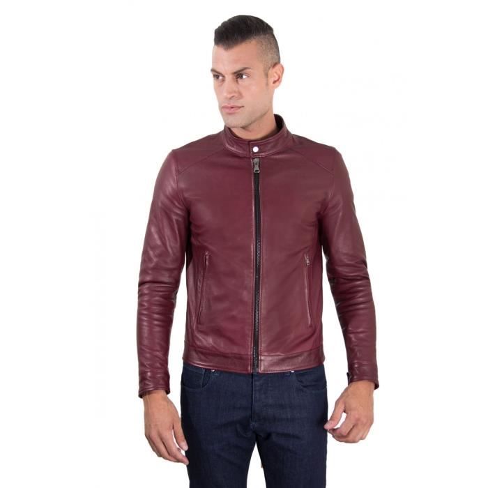 Veste cuir bordeaux homme store