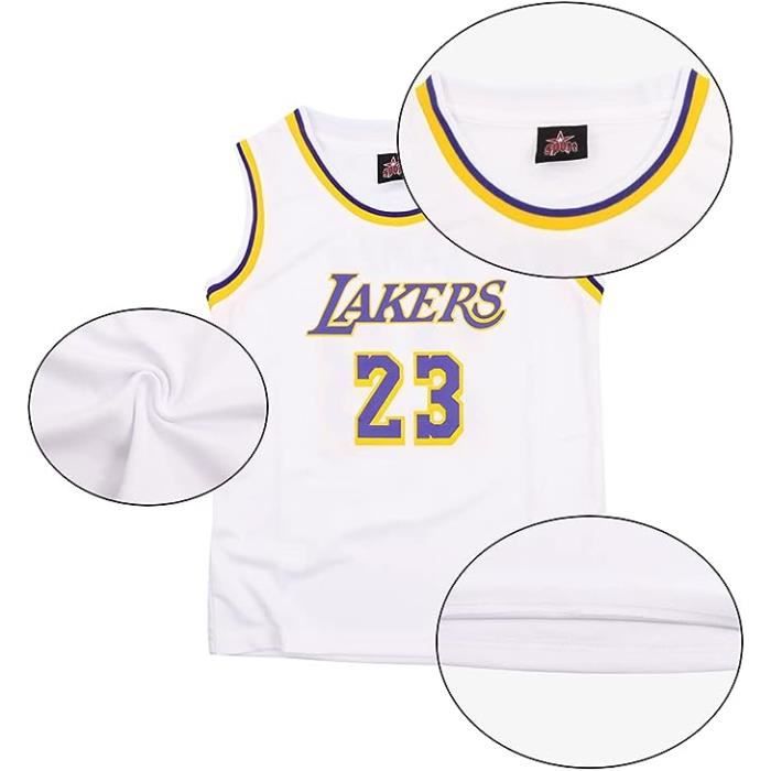 Tenue Basket Enfant,2 Pièces Ensemble Basket Enfant,Pop Maillot Basket  Enfant,Maillot de Basket Enfant-Avec numéro 23 - blanc