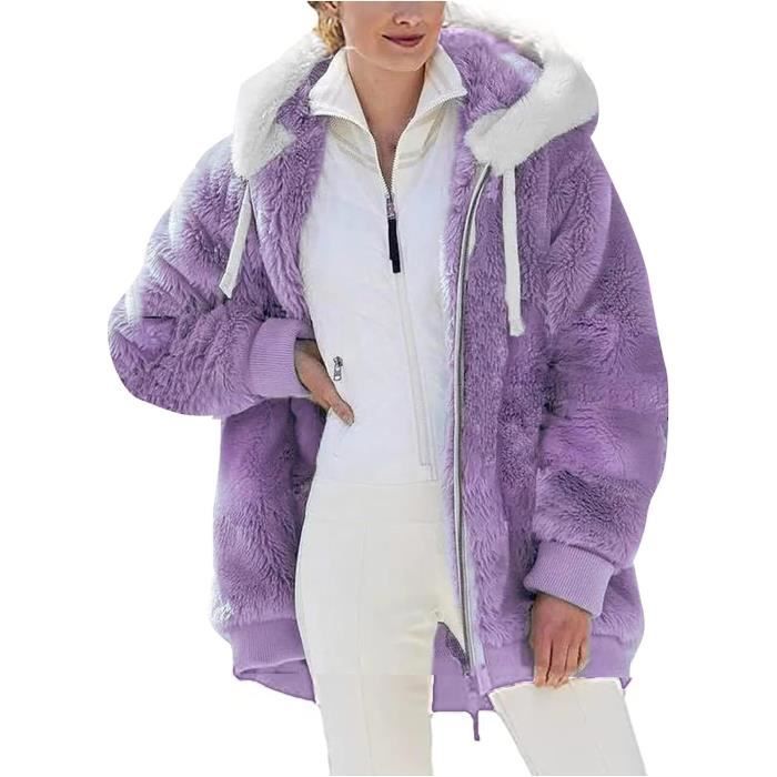 Veste Polaire Femme avec Capuche Grande Taille Manche Longue Sweats Capuche  Hiver Sweatshirt Chaude Manteau Sweat violet