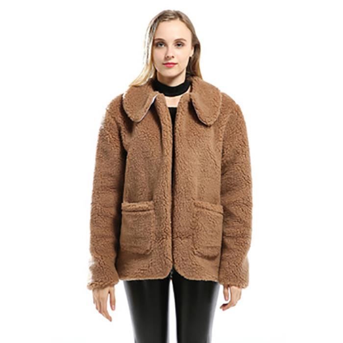 Manteau effet mouton cheap marron