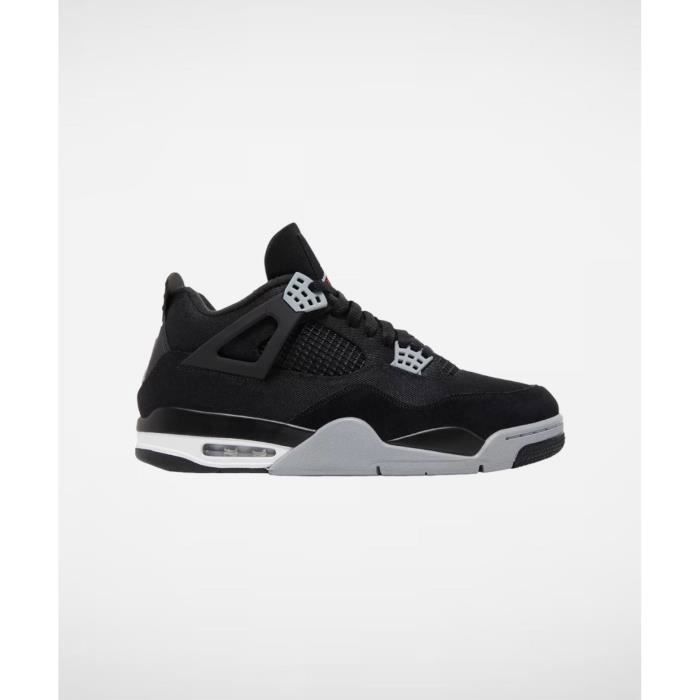 Baskets Nike Air Jordan 4 toile noire 42 Plateau Textile Adulte Noir Mixte Lacets Noir Cdiscount Chaussures
