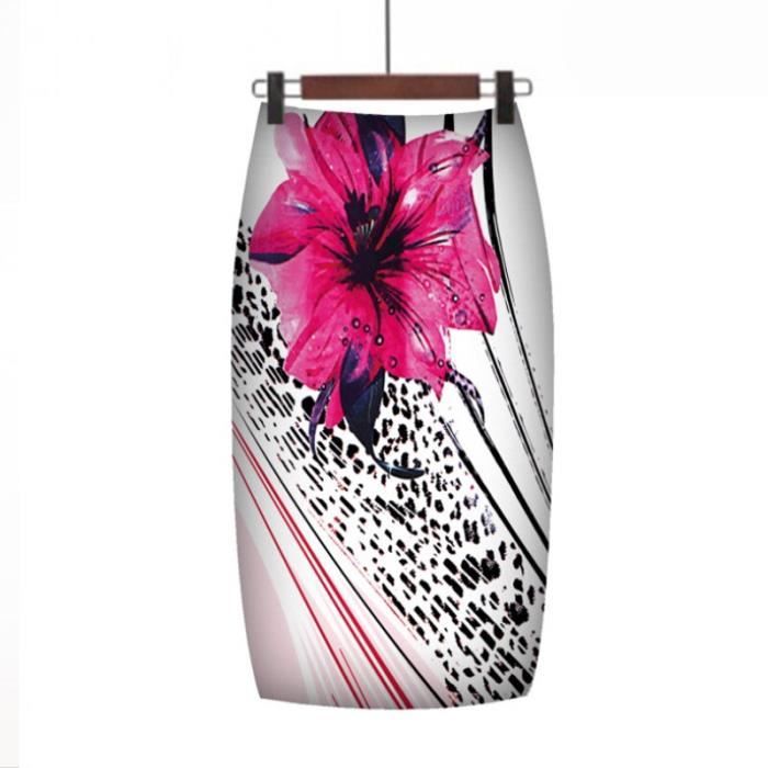 Jupe Crayon Droite Grace Elements Taille Haute 10 - Imprimé Noir Et Beige - Stretch - Occasion Très Bon état