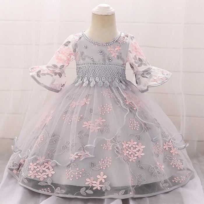 Fete D Anniversaire Robe De Soiree Fille Enfant Noel Broderie Dentelle Robe De Princesse Mariage Costumes C43 Gris Achat Vente Robe Cdiscount