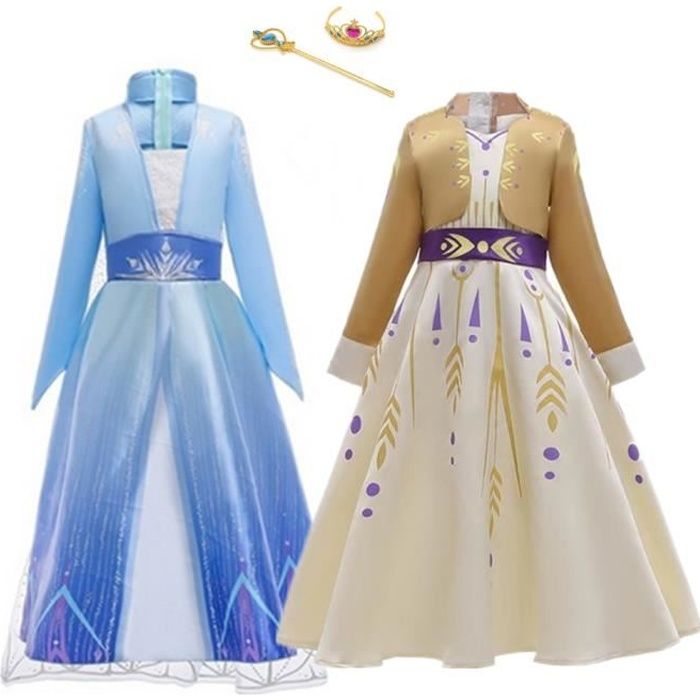 Ensemble de robes blanches 02 # Cosplay Elsa Robe Filles