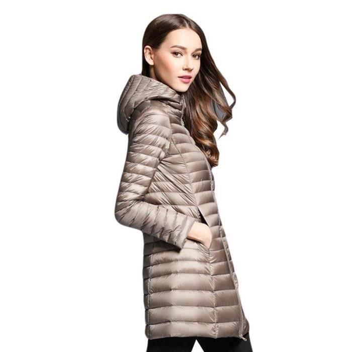 Funmoon Doudoune Light Femme lumi re Mi Longue Couleur unie
