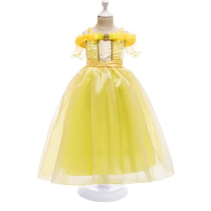 La belle et la Bête Robe Princess dress Vacances des filles performance HalloweenJaune Jaune