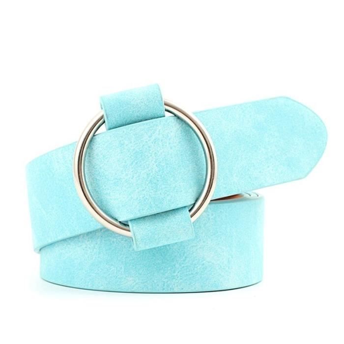 Ceinture Large Femme à Disque En Cuir Synthétique - Style Boho Occidental Turquoise, Longueur 110cm - 8