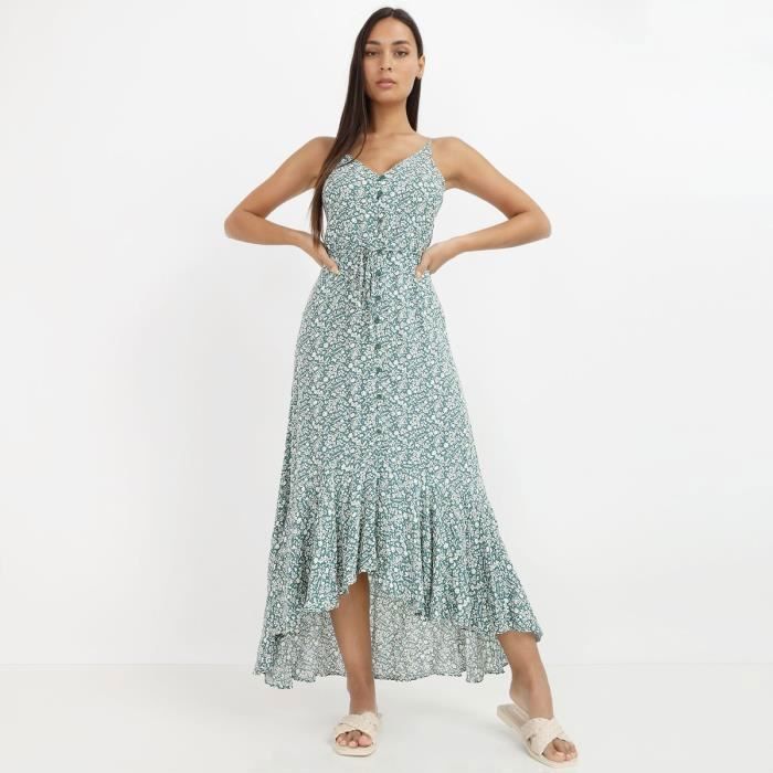 Robe longue verte best sale fleurie