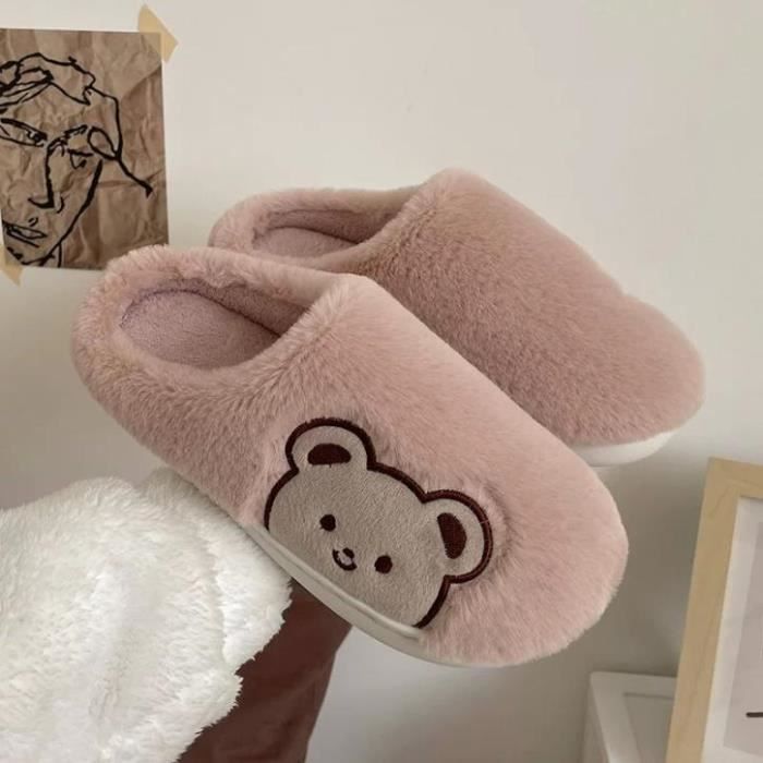 Pantoufle Hiver Femme KJEHOME Nouveau design thermique Rose