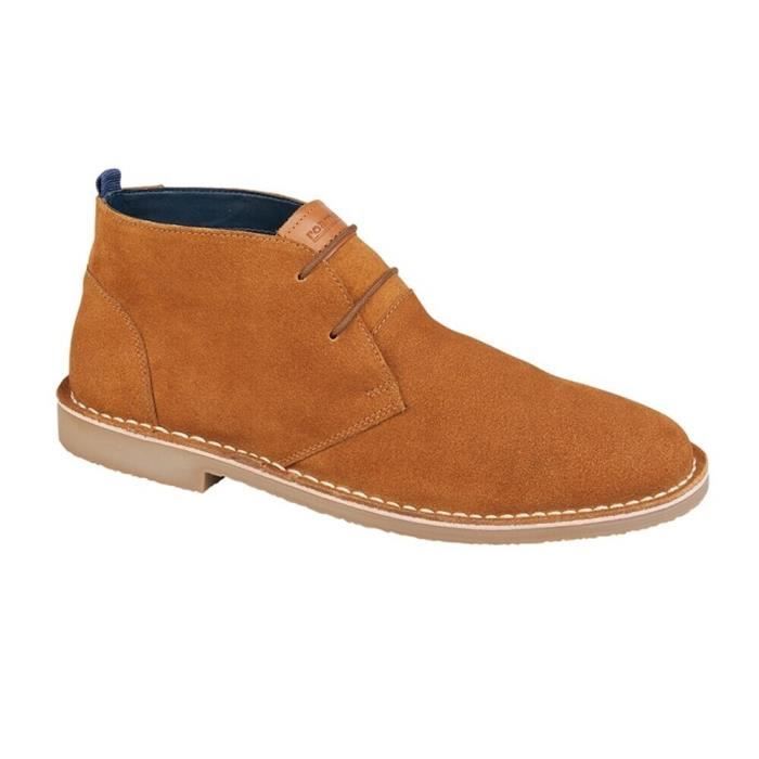 Roamers Desert Boots Homme En Daim Marron Clair Talon Plat roamers-desert-boots-homme-en-daim-marron-clair-talon-plat