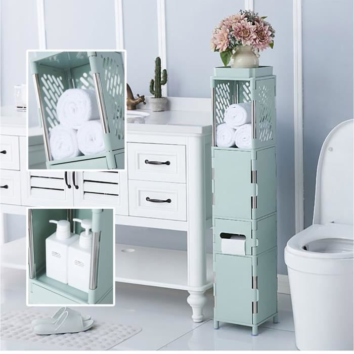 UNIQUE V Armoire de Rangement Meuble Toilette Etagère à Persiennes