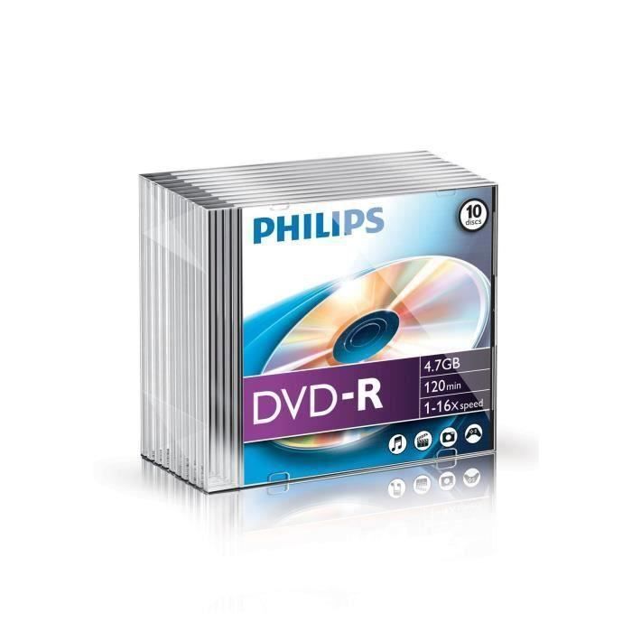 Philips DM4S6S10F 10 x DVD R 4.7 Go 120 minutes 16x boîtier CD étroit - vue 4