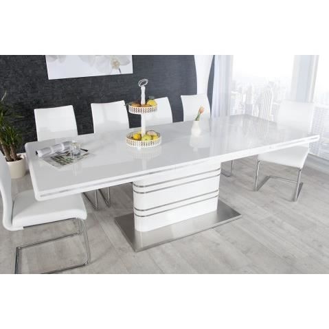 Table A Manger Blanc Laque Extensible Atlanta 160 A 220 Cm Achat