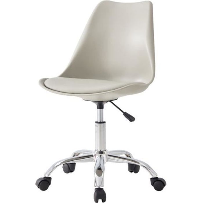 chaise de bureau - djum ii - gris - réglable - à roulettes - similicuir - style scandinave