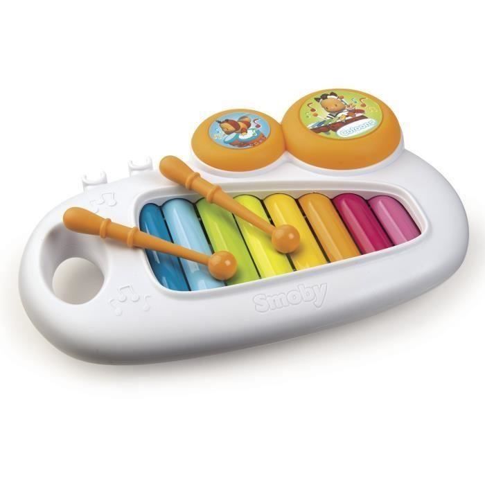 Xylophone en métal SMOBY Cotoons + 2 tambourins - Pour bébé à partir de 12 mois - Mixte