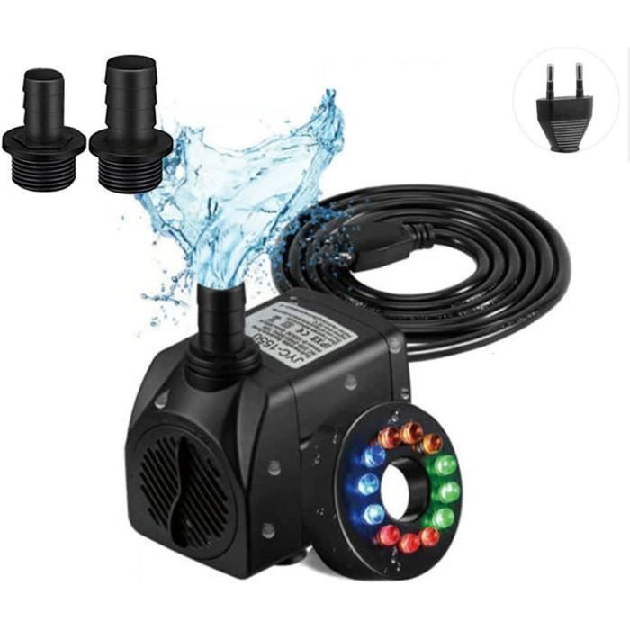 Pompe à eau, pompe d'aquarium avec 12 LED, petite pompe submersible pour  aquarium, étang, fontaine, jardin sans bruit (16 W 800 198