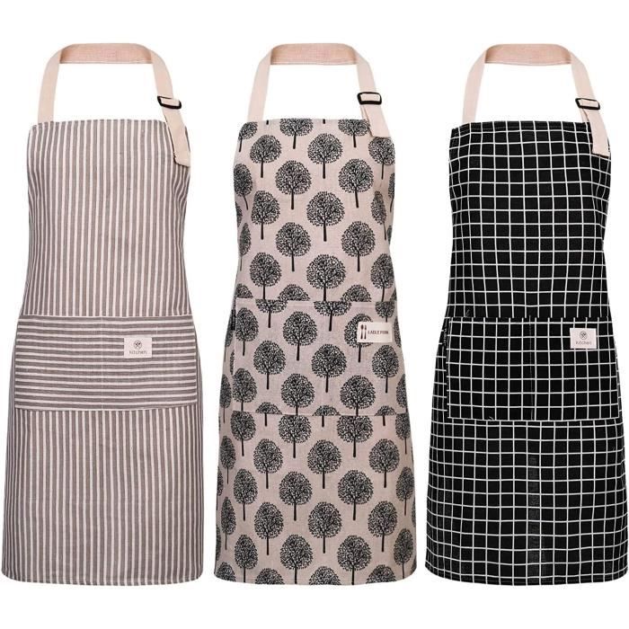 2 Tabliers De Cuisine Imperméables Noirs - Résistants Aux Taches D'Huile, Neufs Avec Étiquettes