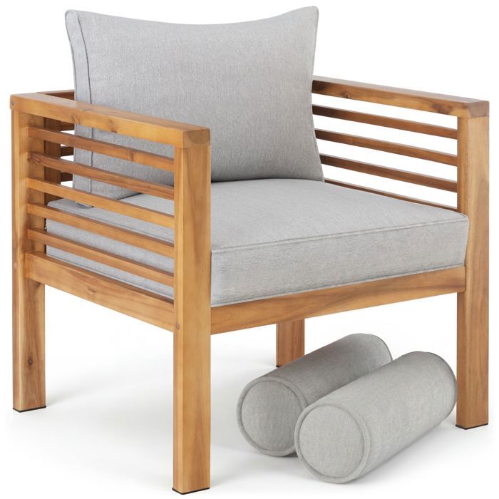 Fauteuil de jardin - TECTAKE - Fauteuil de jardin BOKA en bois lasuré charge maximale 120 kg coussin de 12 cm - 72 x 63 x 645 cm