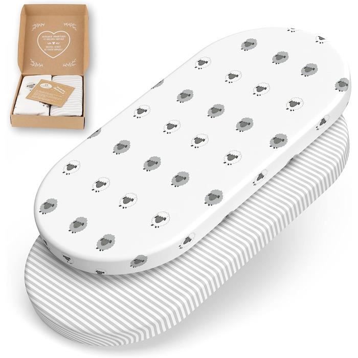 Drap Housse Nacelle Lot De 2 Draps Housse Nacelle Bébé - Coton Doux, Lavable Machine - Pour Nacelle, Poussette Textile Bébé Coton