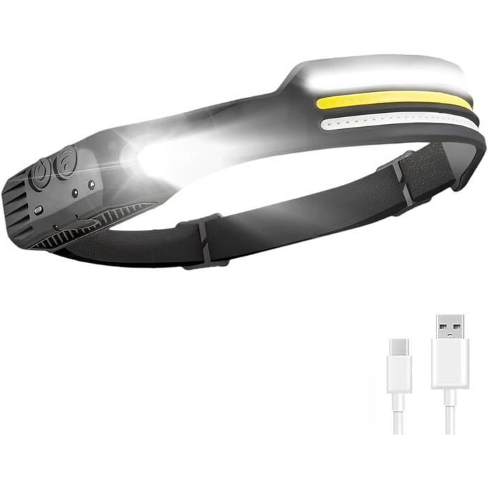 Lampe Frontale LED T51 Super Lumineuse – Rechargeable USB, 1200 Lumens, étanche IPX4