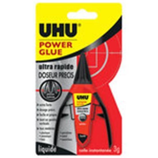 UHU Power Glue Liquide Doseur - Colle super-forte ultra-rapide avec système de doseur précis papier imprimante - ramette - rouleau