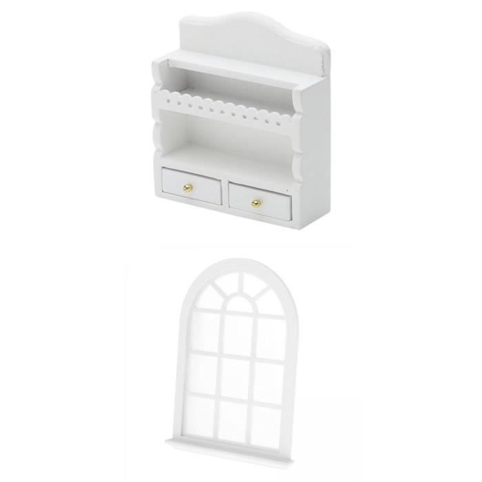 Fenêtre Double Porte 1/12 Pour Maison De Poupée – Bois 19,1 X 13,3 Cm – Accessoire Miniature DIY à Assembler