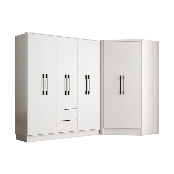 Armoire dangle 8 portes et 2 tiroirs - L263 cm - Blanc - FEOVA