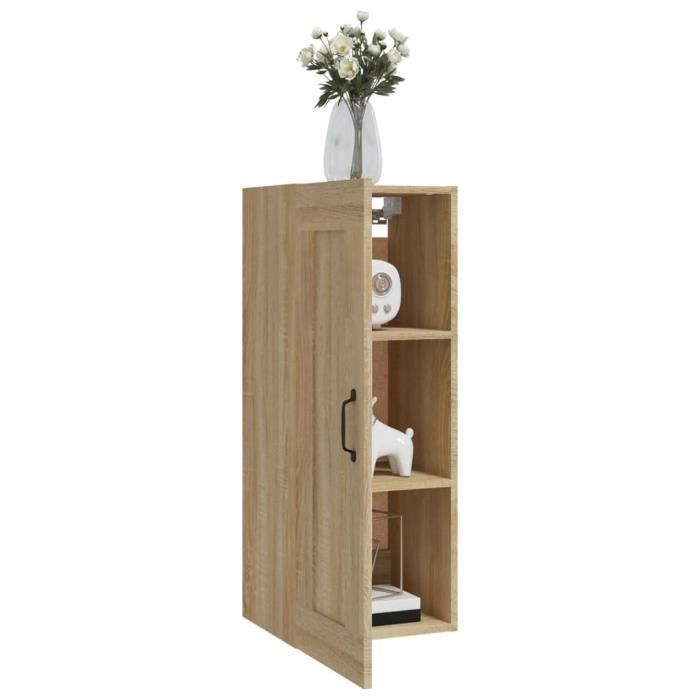 Armoire Murale Chêne Marron 35x34x90 Cm - En Panneaux De Bois, Effet Bois