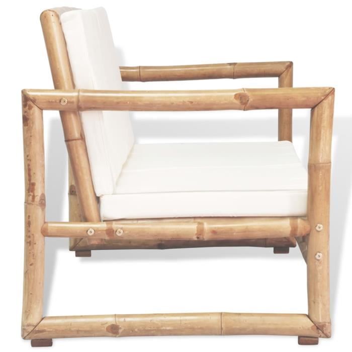 fangming - sièges de jardin - canapé de jardin à 2 places avec coussins bambou