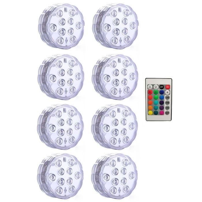 Projecteur LED Subaquatique Rechargeable Pour Piscine - 16 Couleurs, Télécommande RF, IP68, 3 Ventouses - Éclairage Bassin, Fontaine - 9