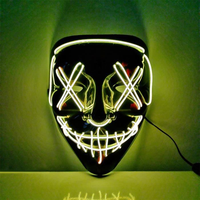 Masque Halloween DJ Lumineux Avec Gants LED - Cosplay, Fête, Carnaval, Bar, Effet Lumineux Effrayant
