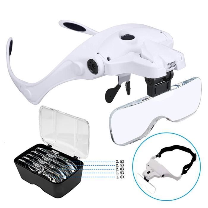 Loupe à Bandeau Avec LED Et 4 Lentilles Interchangeables HH509 - Pour Horlogers, Bijoutiers, Travaux De Précision