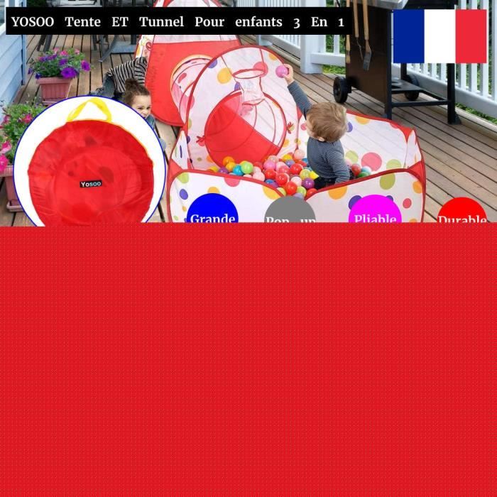 Tente Tunnel Enfant 3 En 1 MAIKEHIGH - Piscine à Balles Pop-up Pliable Intérieur Extérieur