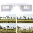 Tonnelle de jardin 3 x 9 m Réception Pavillon Aluminium Pliable ,avec 8 Parois Latérales Blanc-1