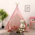 Tente enfant & Tipi déco pour chambre jeux - triangle rose et blanc - H 160cm - cadeau noel anniversel-1