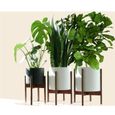 Porte-plantes - Blumfeldt Zeist - Set de 3 - 2 hauteurs pour pots de 21-26-30 cm Ø - En bois d'acacia-1