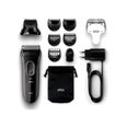 Rasoir électrique sans fil BRAUN Series 3 Shave&Style 3000BT - outil 3 en 1 avec tondeuse à barbe - Noir-1