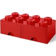 LEGO 40061730 Boîte bac Brique de rangement empilable Légo 8 plots 2 tiroirs Plastique Rouge H18 x 25 x 50 cm-1