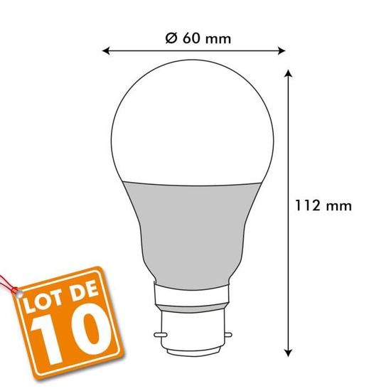 Basics Ampoule LED E27 A60 avec culot à vis, 10.5W (équivalent  ampoule incandescente 75W), blanc chaud, dimmable - Lot de 2