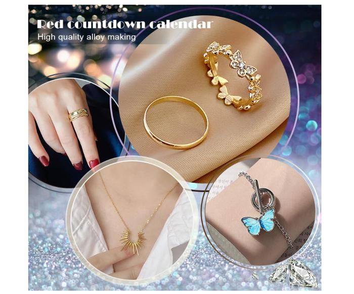 Calendrier De L'Avent Bijoux 2025 - 24 Surprises (12 Boucles, 5 Bracelets, 5 Colliers, 2 Anneaux) - Cadeau Noël Fille Femme