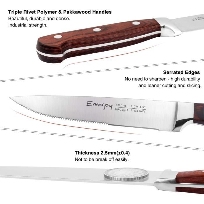 Menax - Couteaux à Steak - Couteaux de Table - Acier Inoxydable