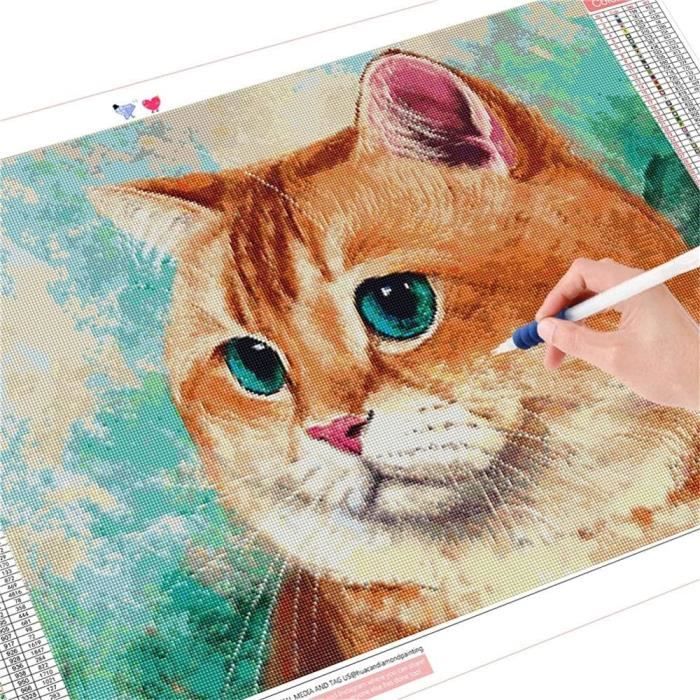 Kit Diamond Painting Chat - 20x17,6 Cm, 5D Strass, DIY Décoration Tableau, Art Thérapie, Cadeau Créatif