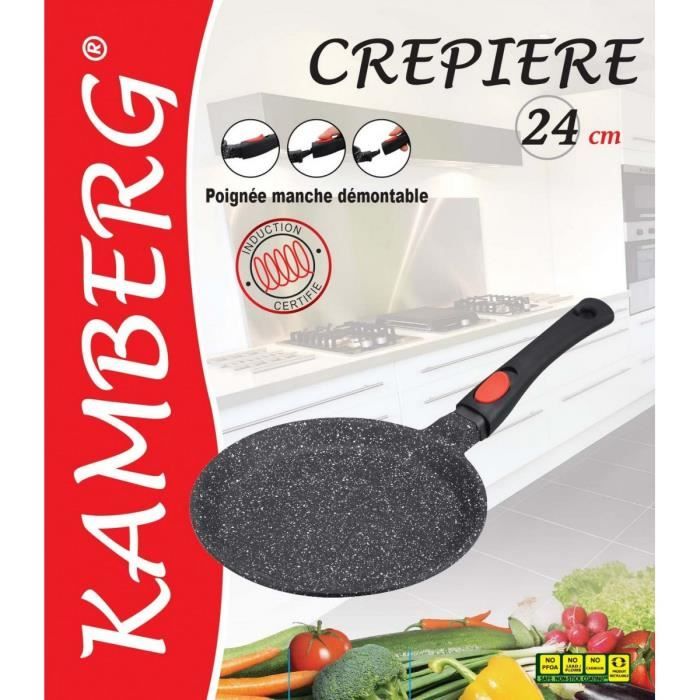 Kamberg - Wok 30 cm - Manche Amovible - Fonte d'Aluminium - Revêtement  pierre - Tous feux dont induction - Cdiscount Maison