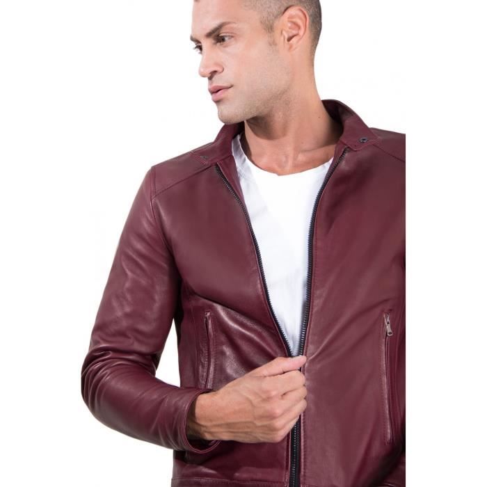 Blouson cuir bordeaux homme outlet