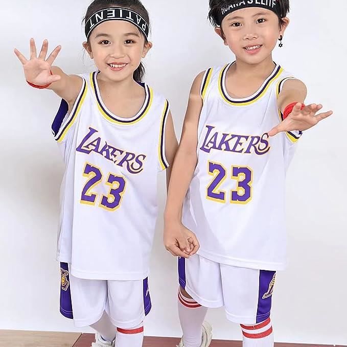 Tenue Basket Enfant 2 Pieces Ensemble Basket Enfant Pop Maillot Basket Enfant Maillot de Basket Enfant Avec numero 23 blanc
